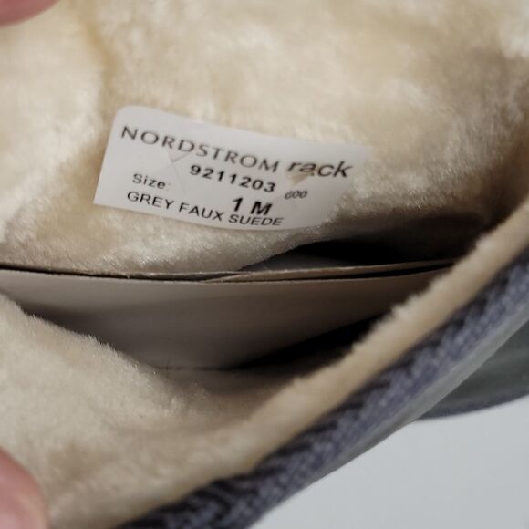 NEW 1 NORDSTROM HARPER CANYON UGG STYLE GRAY FAUX SUEDE + SHERPA BOOTS NWT - Picture 2 of 8